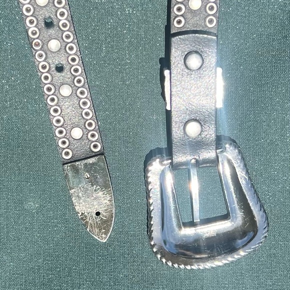 Nocona Belt Co Embellished Western Leather Black Belt Size Medium Good Condition - Picture 5 of 14